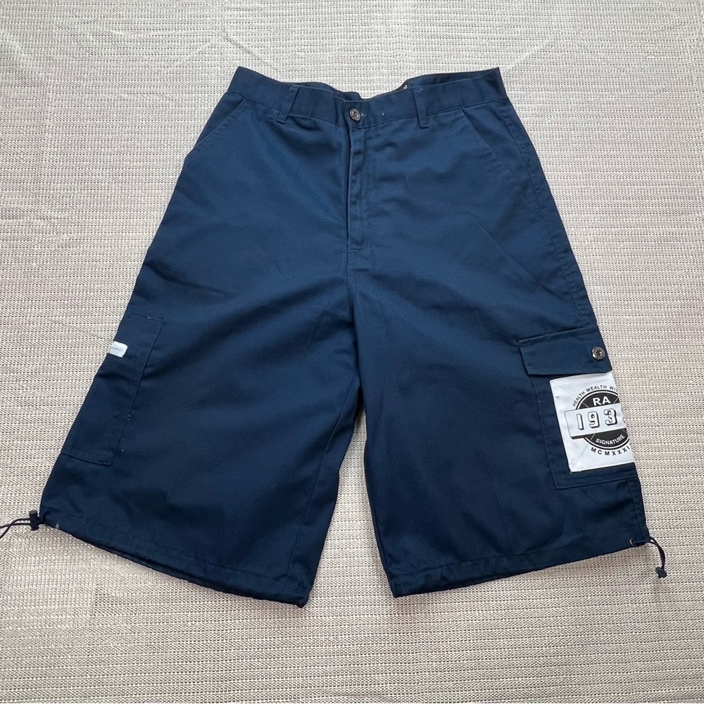 Red Ape Mens Navy Blue Cargo Shorts size 32 cotton hip hop Streetwear Skater